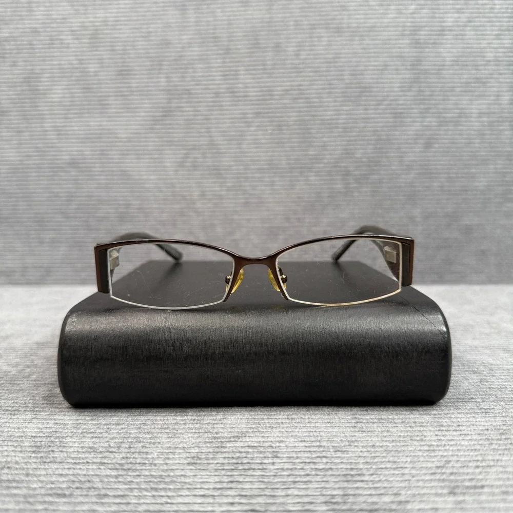 GUESS GU1463A BRN Brown Rectangular Half‎ Rim Y2K Eyeglasses 50-15-130